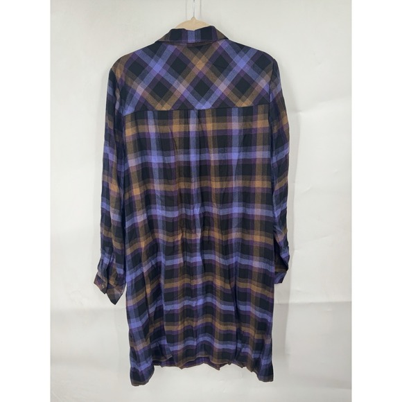 J. Jill Plaid Shirt Dress Women M Purple Long Sleeve NEW NWT Western Cowgirl - Picture 2 of 11